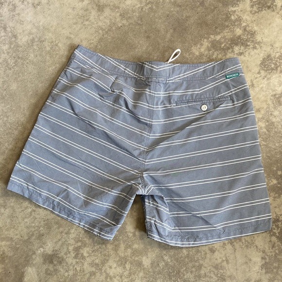 Bononos Swimshorts Mens Size 35 Striped Blue Drawstring Waist Pockets - Picture 5 of 10